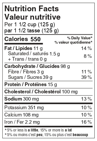 Apple Cinnamon French Toast – a high-energy 9-grain vegetarian backpacking breakfast with apples, raisins & maple syrup. Rehydrates in 7 min. Made in BC.